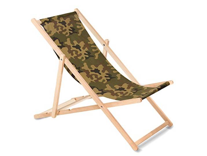 Green Blue Ligstoel, inklapbaar, beukenhout, zonder armleuningen, camouflagegroen