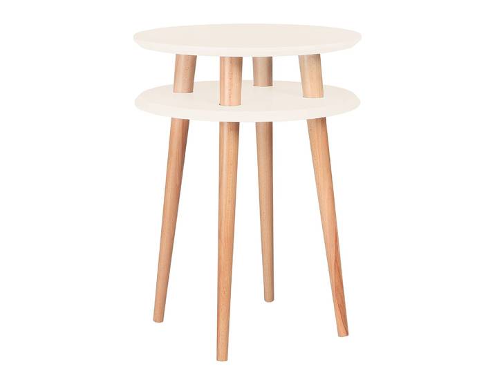Bout de canapé Ø 45cm Blanc/Crème