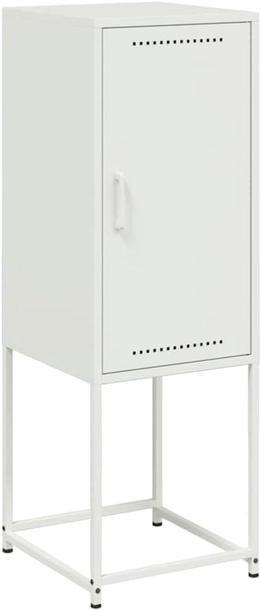 Witte metalen hoge kast voor de woonkamer, keuken of slaapkamer