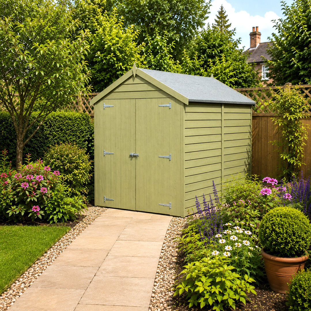 Shire GB 6 ft. W x 8 ft. D Overlap Apex Wooden Shed Natural 197cm W X 248cm D X 206cm H