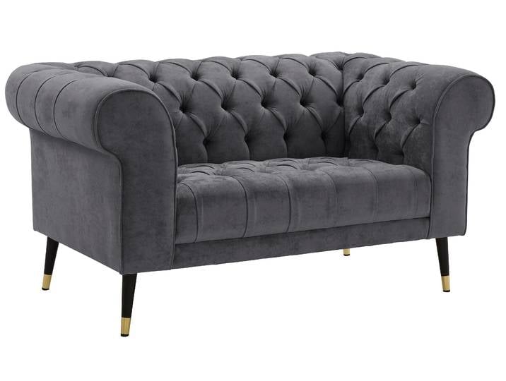Chesterfield-Sofa, Luxus-Microfaser, Grau, 150×87 cm, Vintage, Home Affaire