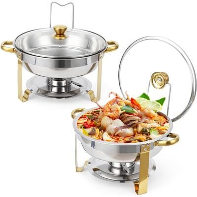 Garvee Chafing Dishes for Buffet 2/ 4 Pack, with Visible Glass Lid and Holder Stainless Steel Buffet Food Warmers Sets