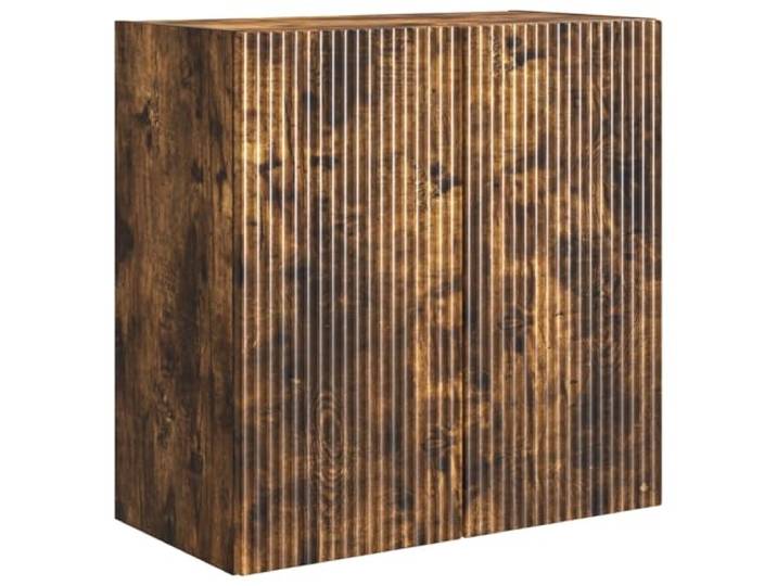 QINXIXINAIXI Wandschrank 59 x 31 x 60 cm Holzwerkstoff Räuchereiche Mit Schublade, Regal und Fächern, USB-LED-Leuchten, abschließbare Rollen, geringe Stellfläche