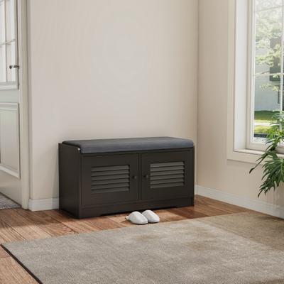 Entryway Bench with Shoe Storage, Shoe Bench with Cushion, Adjustable Shelves