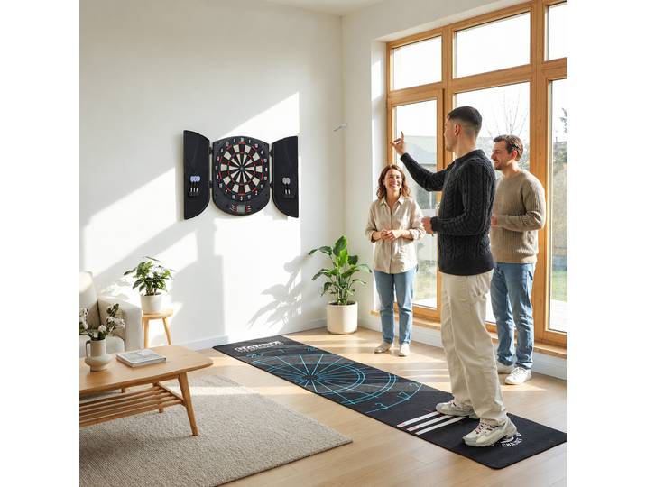 HOMCOM Cible Fléchettes Électronique 26 Jeux Noir