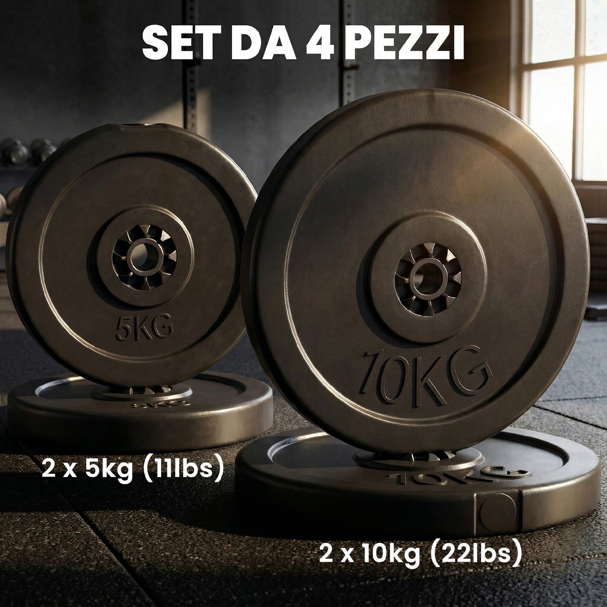 Altro Set Di 4 Dischi Pesi, Set Dischi Palestra Per Allenamento, Nero