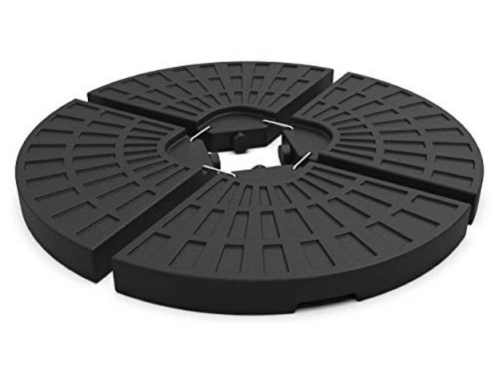 vounot® Dalle Lestage pour Parasols Base de Parasol en HDPE 4pcs à Remplir Protection UV Dalle Robuste Stable pour Parasol Déporté Remplir de Sable 100kg ou d'eau 52L Idéal pour Pieds en Croix Noir