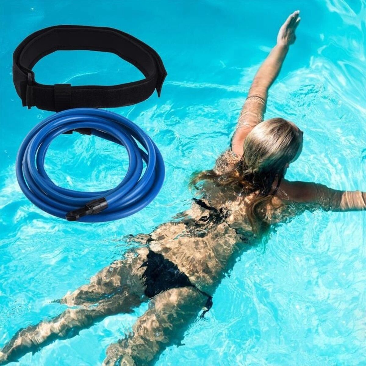 INF Unterwasser-Schwimmwiderstandsschnur mit Gurtset aus TPE – elastischer Trainer für Schwimm- und Krafttraining