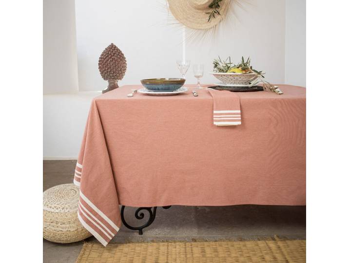 Nappe coton 180x350 rouge tomette