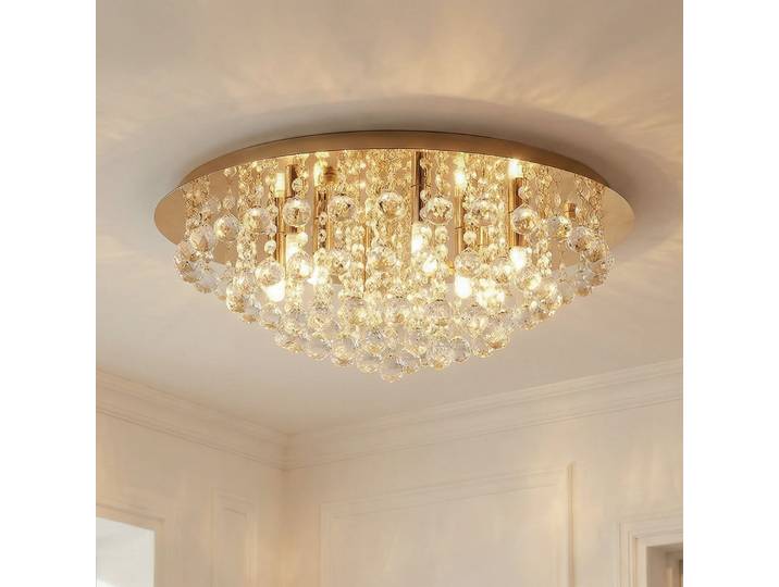 Gillion Deckenleuchte Gold - Lindby - Wohnzimmer - Modern - Kristall - Mehrflammig