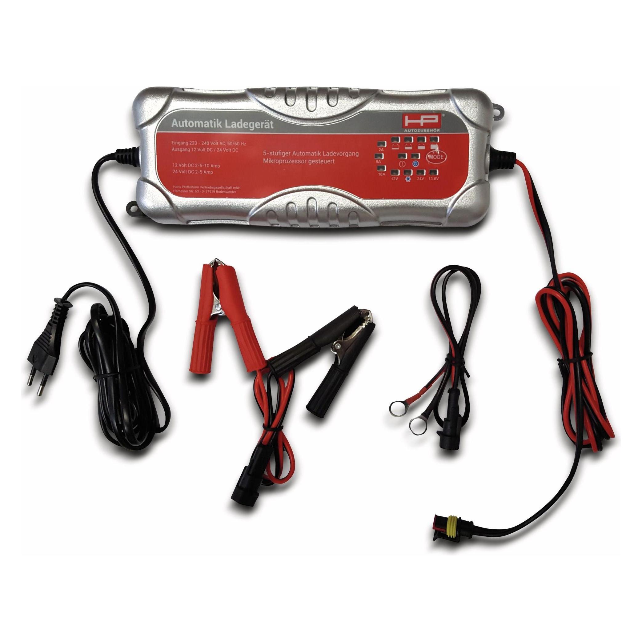 HP Autozubehör Automatisches, mikroprozessor-gesteuertes Ladegerät (10 A, 12V, 24V) (20514)