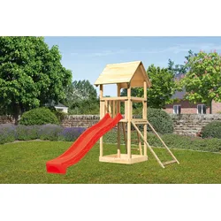 Akubi Kinderspielturm Lotti inkl. Netzrampe und Rutsche rot