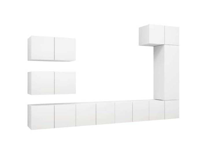 GHVBNMF 8-tlg TV-Schrank-Set Wandmontage Weiß Holzwerkstoff Modernes Hängeboard-Set für Wohnzimmer & Schlafzimmer: 8-teiliges Design aus Holzwerkstoff mit viel Stauraum.