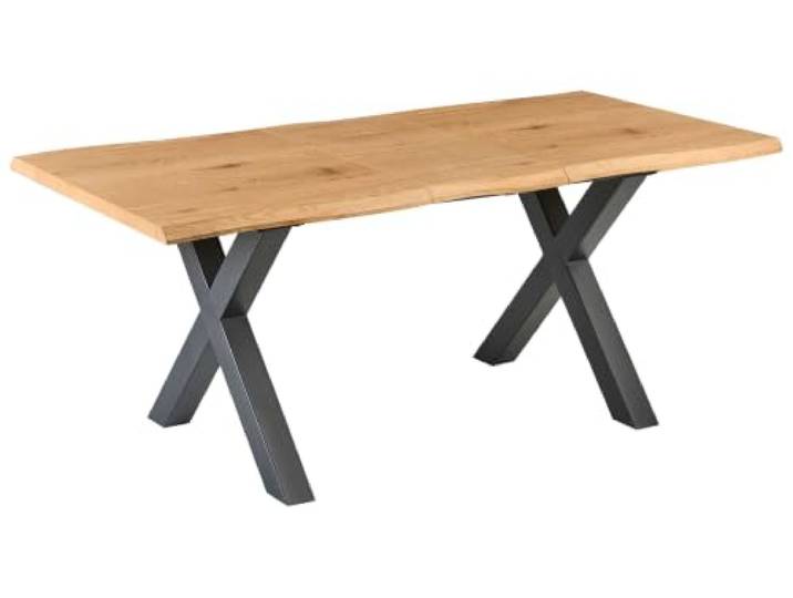 Beliani 6 Personen Esstisch Holzoptik braun/schwarz ausziehbar 140/180 x 90 cm Bronson
