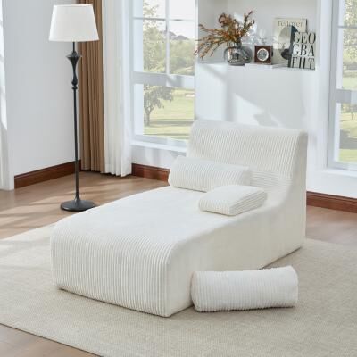 Loedds 34.2-inch Modern Corduroy Chaise Lounge with Removable Cushions and Cushioned Seats for Living Room