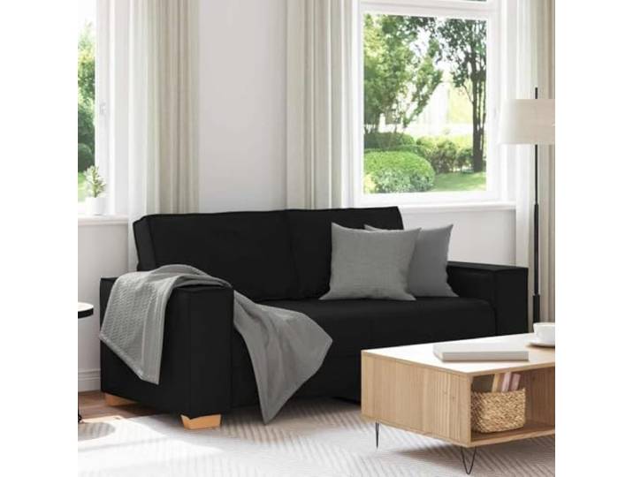 HEFZGDB 2-Sitzer Sofa Schwarz 140 cm Stoff, Weiches strapazierfähiges Polyestergewebe mit atmungsaktiver Gemütlichkeit, Stabiler Holz- und Metallrahmen für Robustheit, Breite