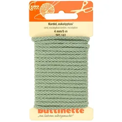 buttinette Baumwoll-Kordel für Bekleidung, eukalyptus, 4 mm Ø, Länge: 5 m