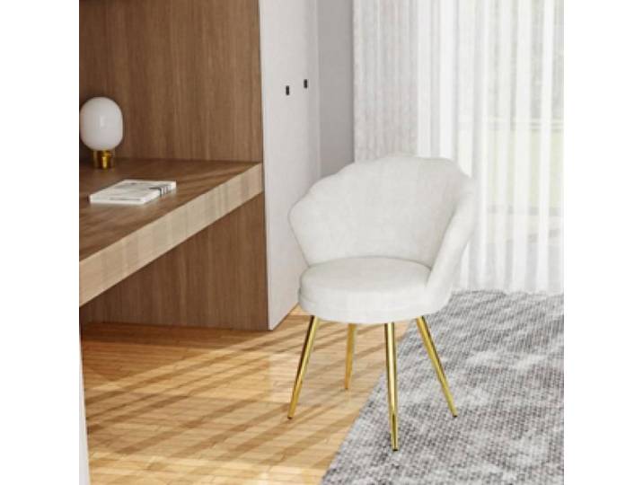 MIPAN Fauteuil Coquillage en Velours Fauteuil Confortable avec Pieds Métal Chaise Relax pour Salon et Chambre Blanc