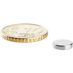 100 Scheibenmagnet, 8 mm, 2,0 mm, N35, 100 Stück, Neodym, silber