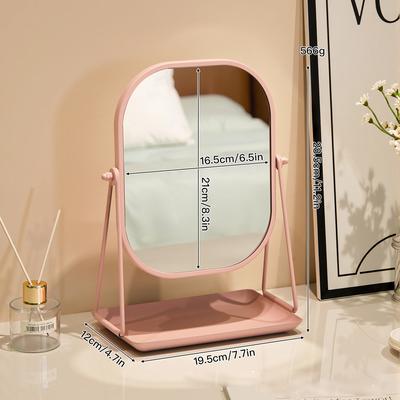 Fusion Finds Luxury Rotating Makeup Mirror With Storage Base For Vanity & Dressing Table pink