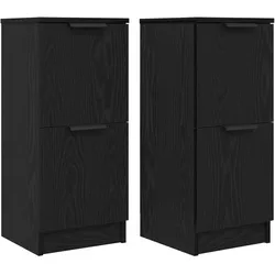 vidaXL Sideboards 2 Stück in Schwarz-Eiche, 30x30x70 cm, Aus Holzwerkstoff