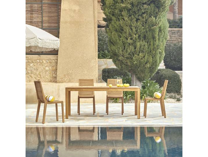Outdoor Gartenmöbel Set aus massivem Teak 4 Stühle Teo - Natur - Teak