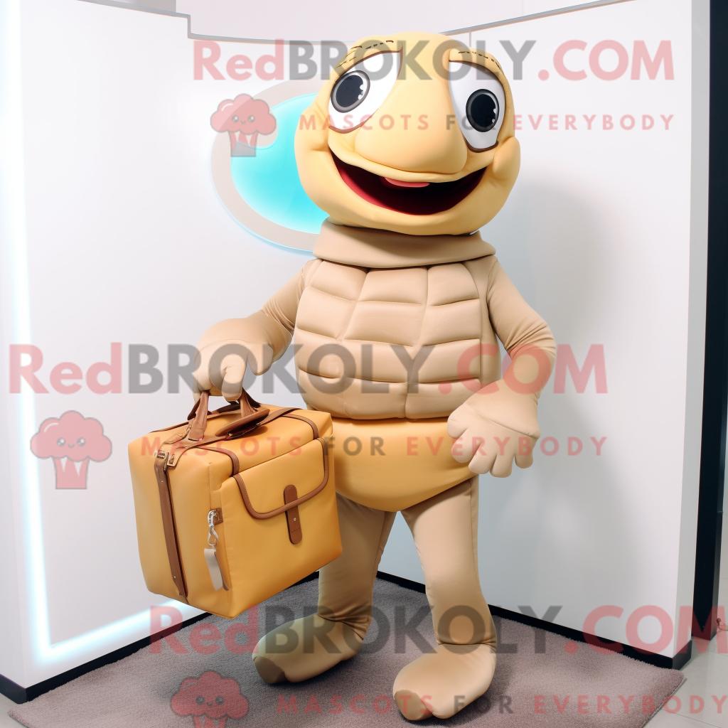 Maskottchenkostüm REDBROKOLY Candy Box in Beige mit Rollkragen und Aktentasche