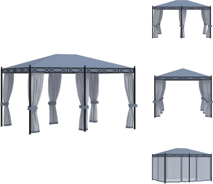 vidaXL Pavillon mit Mückennetze 3x4 m Anthrazit Stahl - Pavillons & Partyzelte