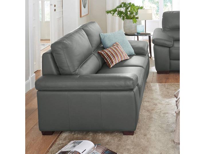 3-Sitzer CALIA ITALIA Gaia, hochwertiges Ledersofa mit erstklassigem Sitzkomfort , grau, B:210cm H:92cm T:97cm, Leder SORRENTO - 100% Leder;Leder BULL - 100% Leder, Sofas, 3-Sitzer, edles Design, in zwei hochwertigen Lederqualitäten