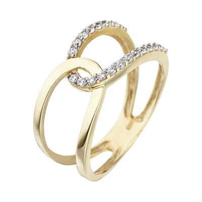 Goldring JOBO Gr. 54, gelb (gelbgold 375), Fingerringe, Damen, 54, Gelbgold 375, Goldring, 375 Gold mit Zirkonia