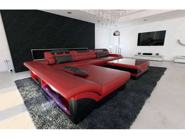 Mini Couch Monza Eleganz L-Form in Leder