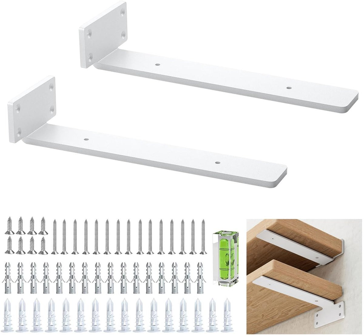 Omgoods Wandplank Steunen 2 stuks, 25 cm, Wit