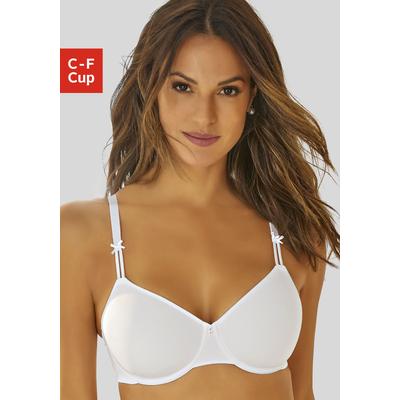 Minimizer-BH LASCANA, Damen, Gr. 100, Cup F, weiß, Microtouch, Obermaterial: 82% Polyamid (TACTEL), 18% Elasthan (LYCRA), BHs Minimizer-BH, mit nahtlos vorgeformten Spacer-Schalen, Basic Dessous