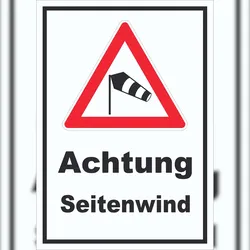 HB-Druck Schild Achtung Seitenwind A5 Rückseite selbstklebend