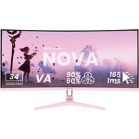 Nova 34T2K165, Gaming-Monitor 86.4 cm (34 Zoll), pink, UWQHD, VA, Curved, HDMI, DP, Lautsprecher, 165Hz Panel