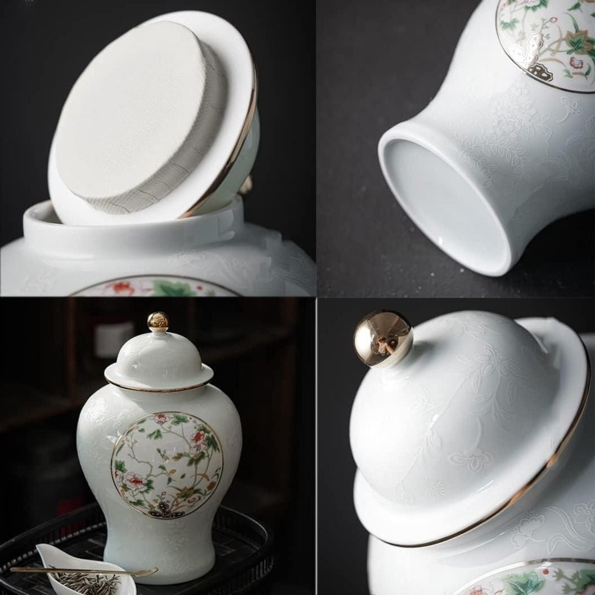 Wit Keramische Gemberpot met Deksel - Decoratieve Vaas voor Woondecoratie