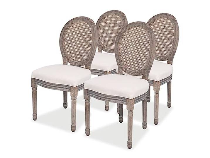 vidaXL Esszimmerstühle 4 STK. Creme Stoff