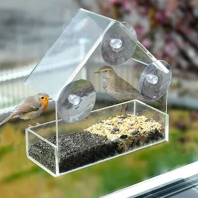 Youfap Market Outdoor Wild Bird Feeder, House Transparent Window Sliding Tray With Removable Suction Cups Outdoor Wild Bird Feeder, House Transparent Window Sliding Tray With Removable Suction Cups