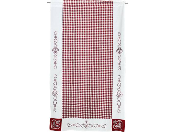 Gardine Kulm Gr. 2, rot (weiß, rot), B:90cm H:180cm, Polyester, HOSSNER - ART OF HOME DECO, Gardinen, Gardine, Landhaus-Look