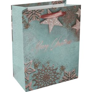 Sigel Geschenktüte GT124, Glamorous Christmas, Geschenktasche, 18 x 23cm, blau, 5 Stück