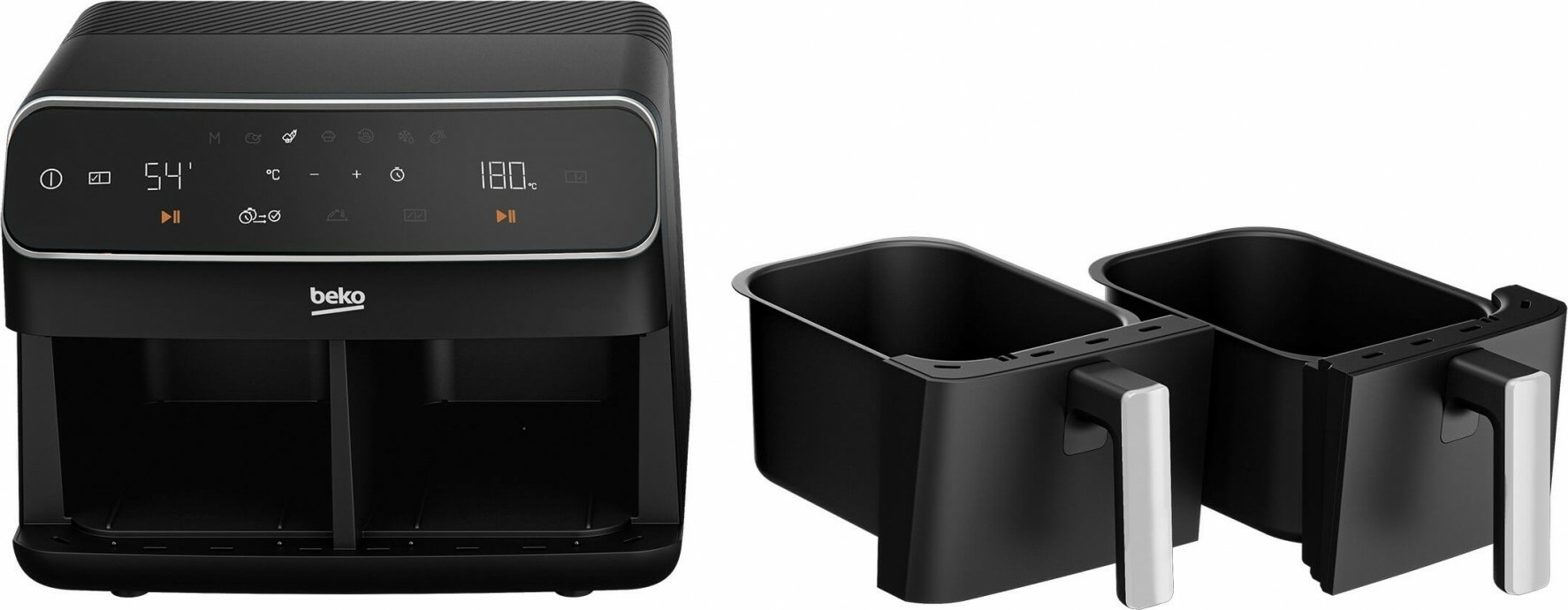 Beko FRL5388B, Heißluftfritteuse, 4,25 l, Doppel, Schwarz, Berührung, Eigenständig
