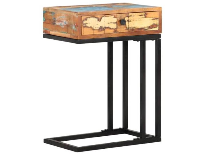 Beistelltisch U-Form 45x30x61 cm aus Recyceltem Massivholz mit Schublade U-Form, 1 Schublade, recyceltes Massivholz, Kiefernholz, Teakholz, Eiche, Mangoholz, Akazie, stabil, langlebig