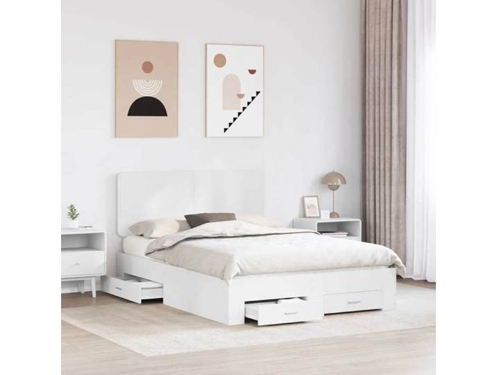 Elégant Lit Double moderne Structure de lit avec tiroir Blanc 140 x 190cm Bois d'ingénierie &0_6721168