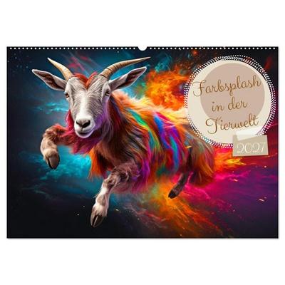 Farbsplash in der Tierwelt (Wandkalender 2027 DIN A2 quer), CALVENDO Monatskalender