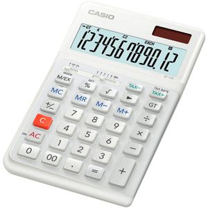 Casio Taschenrechner JE-12E-WE, MwSt-Berechnung, 12-stelliges LC-Display, Solar- & Batteriebetrieb