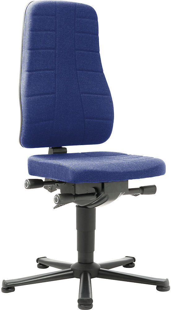 Arbeitsdrehstuhl All-in-One, mit Bodengleitern, Stoffpolster, blau bimos