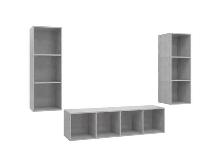 hliofuir 3-TLG TV-Schrank Wandmontage Set Betongrau Holzwerkstoff Schwebendes Design für Wohnzimmer und Schlafzimmer mit geräumigen Fächern zur geordneten Aufbewahrung.