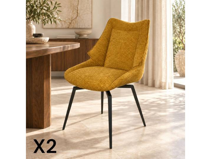 Chaise design en tissu (lot de 2) IENA - Moutarde