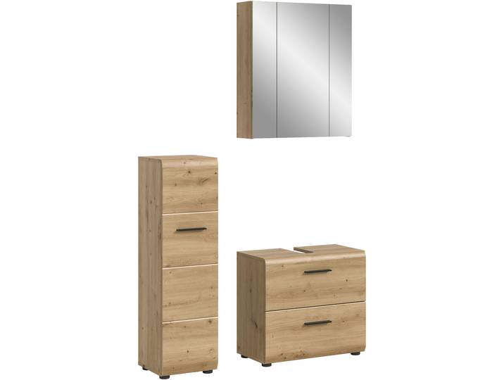 Badezimmer-Set WELLTIME, weiss (artisan oak nb), B:105cm H:185cm T:30cm, Holzwerkstoff, MDF, Kastenmöbel-Sets, Badezimmer-Set, Bad-Kombination, Bad-Möbel, Badezimmer, Kombination, Kombi