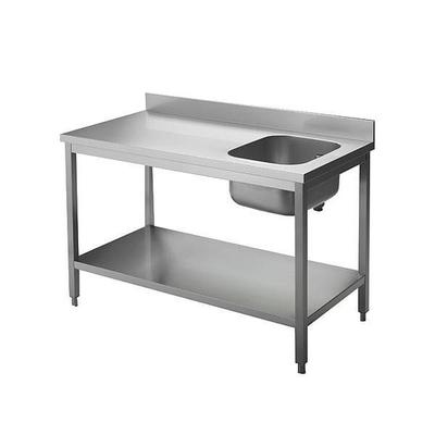 KBS Gastrotechnik Chef-Tisch mit Aufkantung B 160cm - Becken rechts
